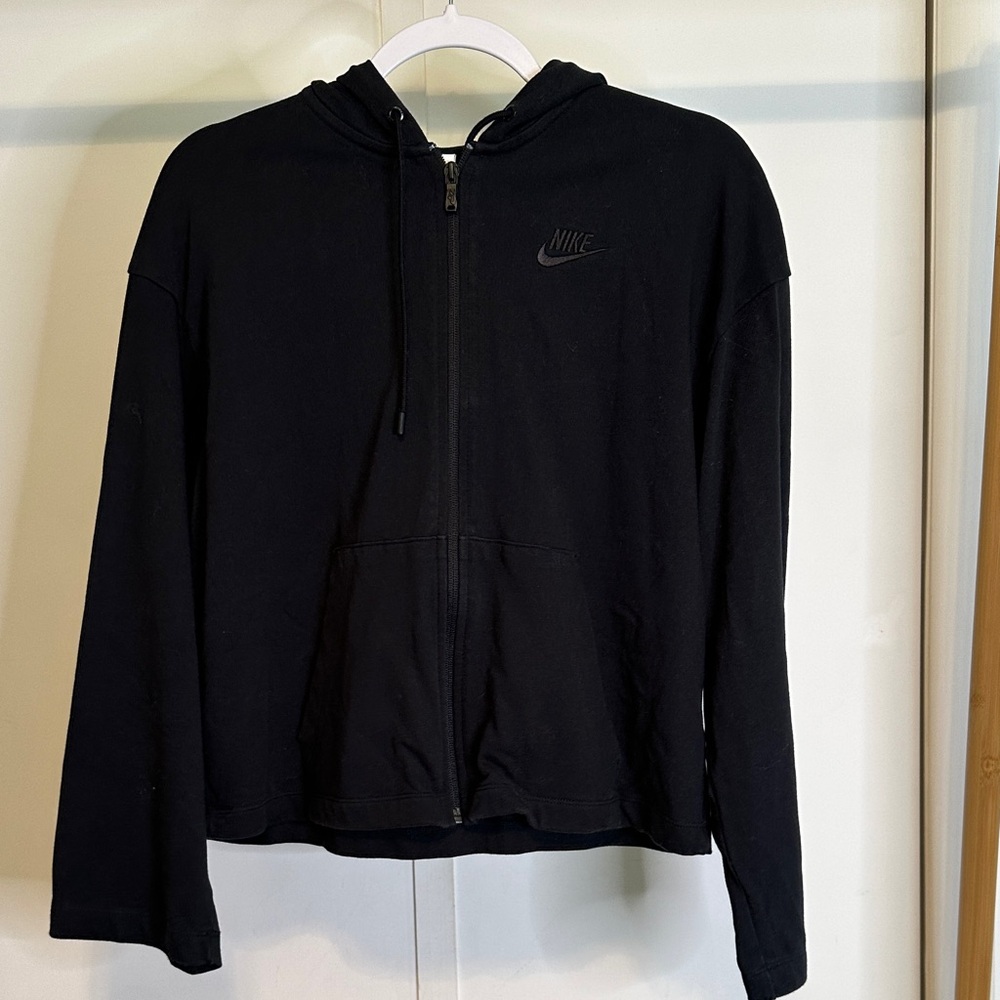 Nike Women's Black Zip-Up Hoodie size small